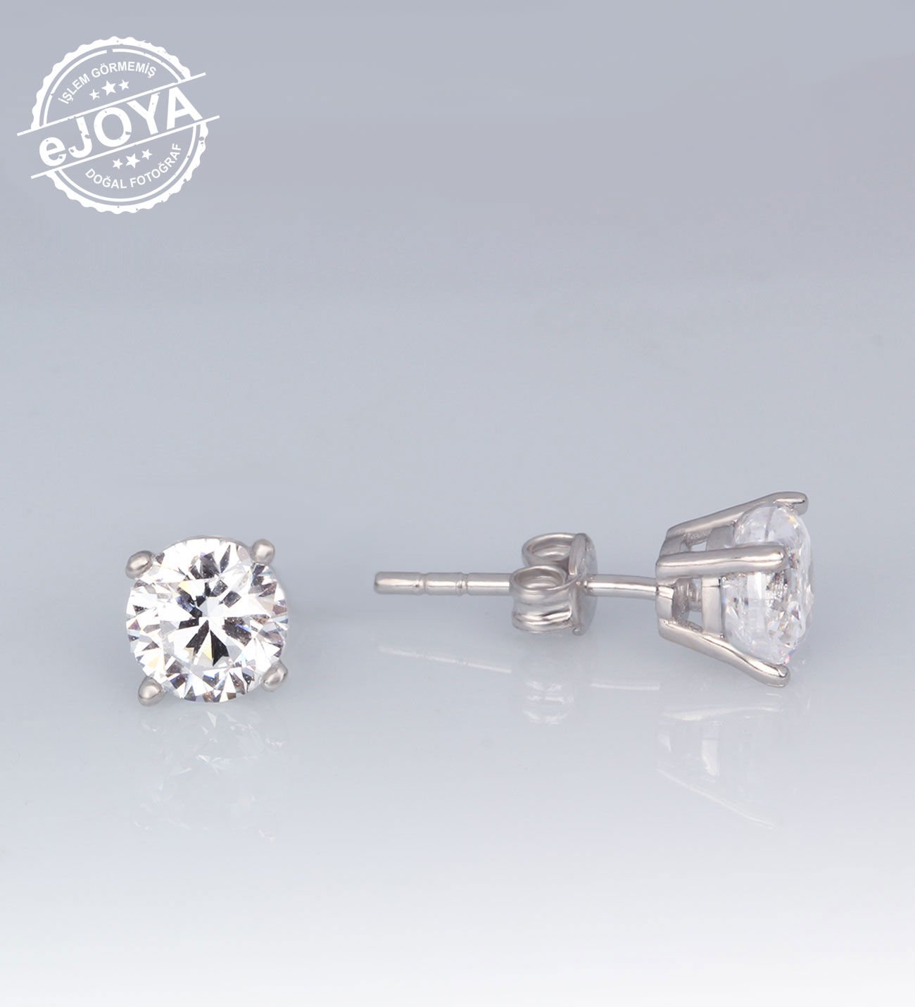 eJOYA Altın Tektaş Erkek Küpesi 6 mm 77075