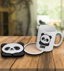 eJOYA Kişiye Özel Şirin Panda Tasarım Kupa Bardak Ve Ahşap Bardak Altlığı 101851