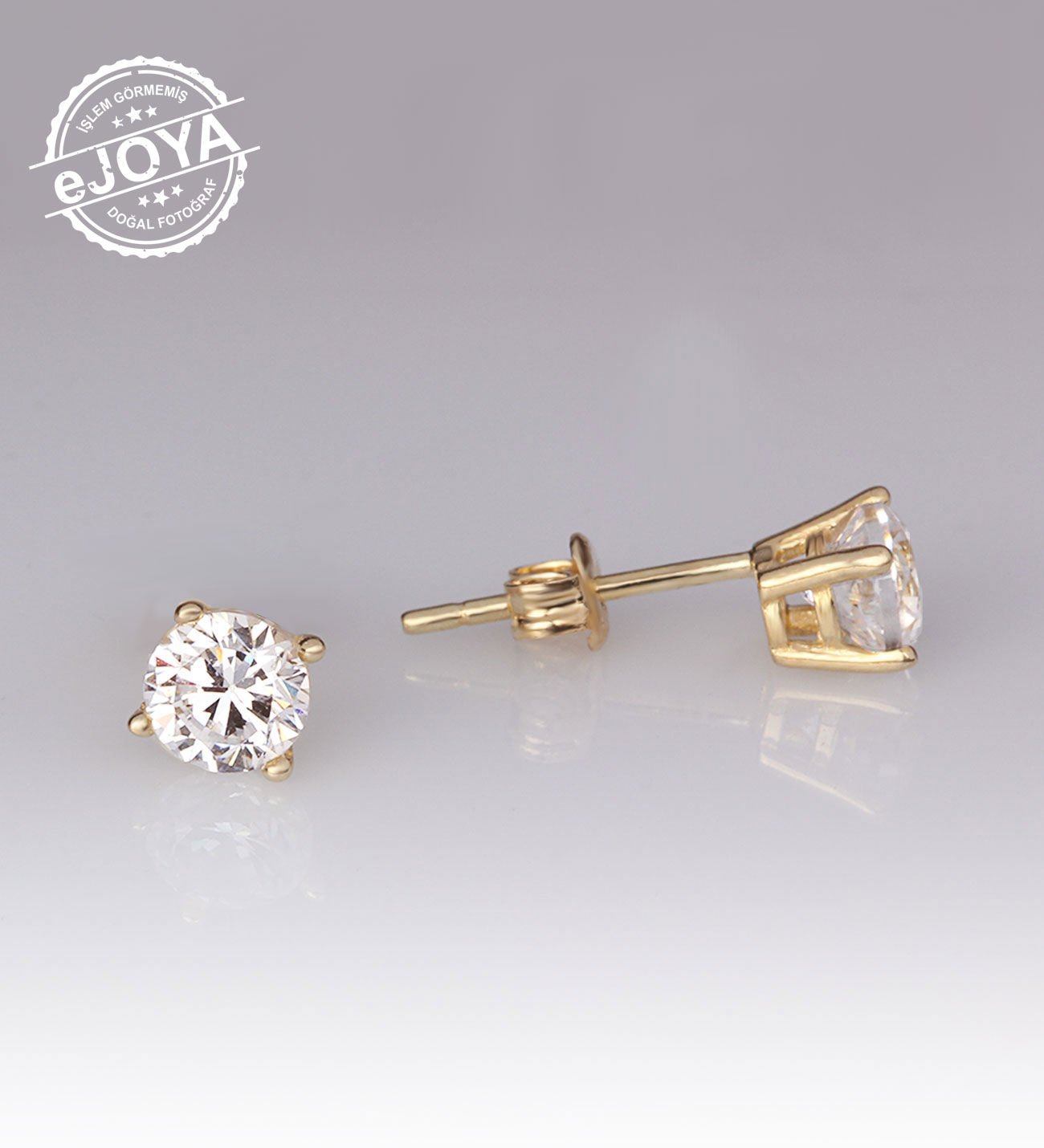 eJOYA Altın Tektaş Erkek Küpesi 5 mm 77079
