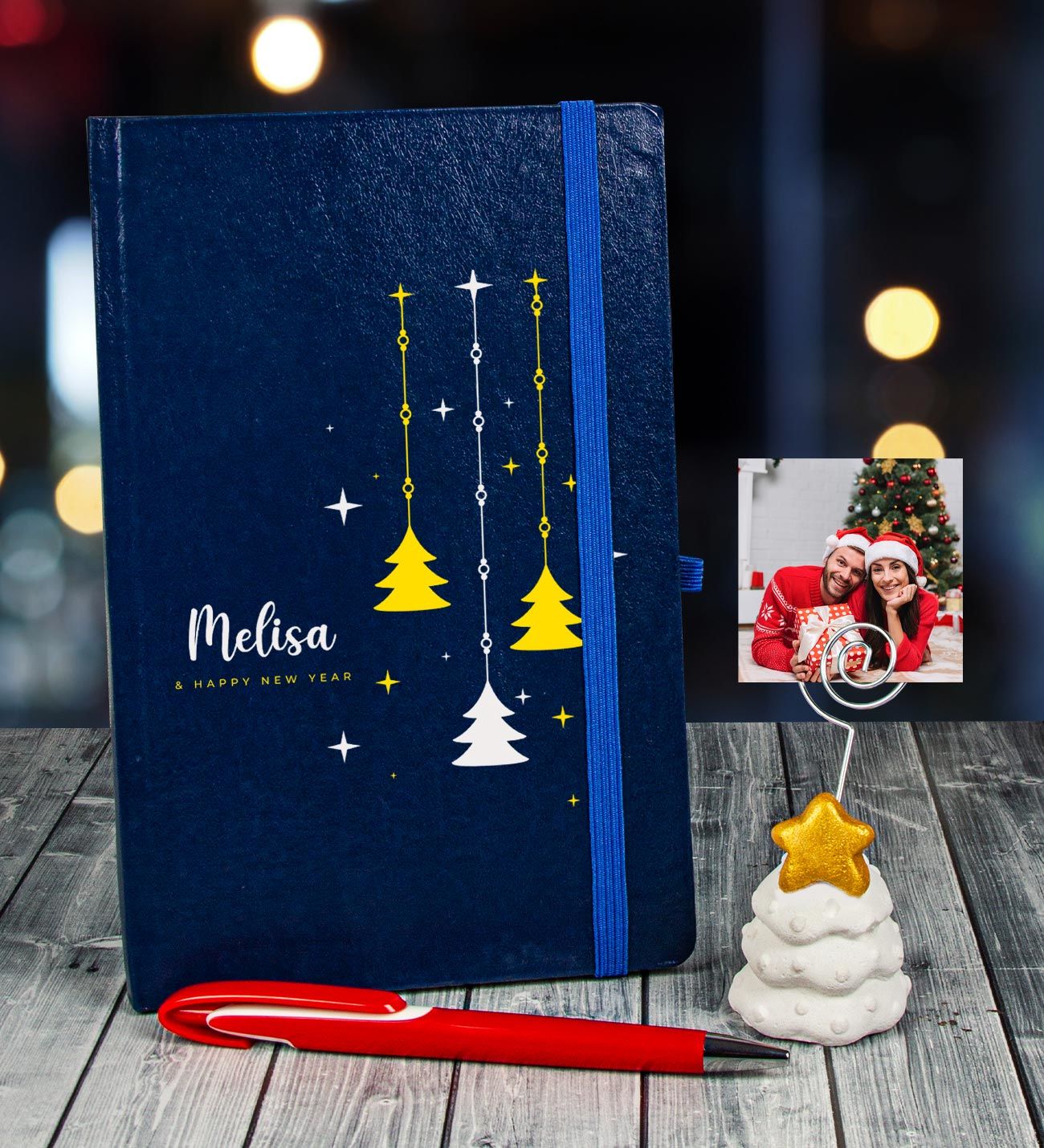 eJOYA Yeni Yıla Özel Defter Kalem Ve Fotoğraflı Çam Ağacı Notluk Hediye Seti 91085