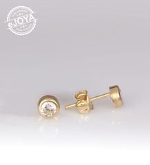 eJOYA Altın Tektaş Erkek Küpesi 5 mm 77087