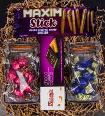 eJOYA Çikolatalı Stick Biscuits & Çilekli Çikolata & Karamelli Çikolata & Bitter Biscuits Hediye Kutusu 111151