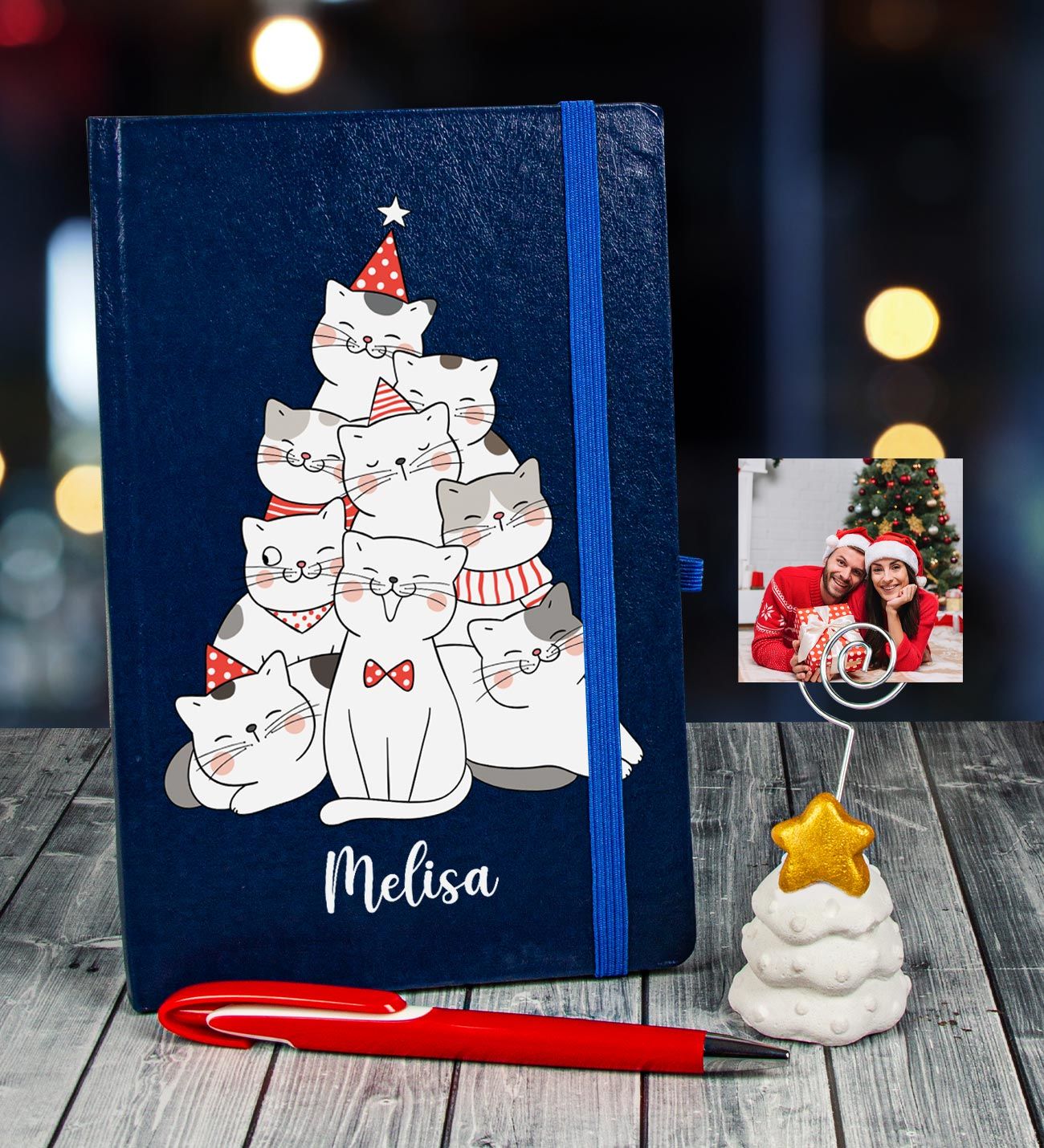 eJOYA Yeni Yıla Özel Defter Kalem Ve Fotoğraflı Çam Ağacı Notluk Hediye Seti 91092