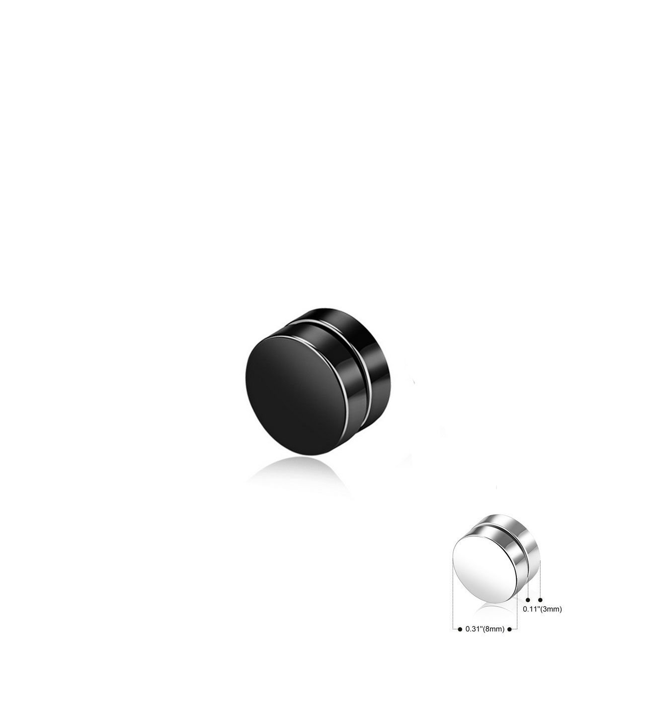 eJOYA Çelik Mıknatıslı Erkek Küpe 8 mm Siyah 77665