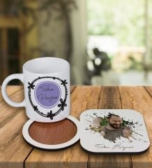 eJOYA Kişiye Özel Tasarım Kupa Bardak Ve Fotoğraflı Ahşap Bardak Altlığı 99162