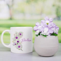 eJOYA Kişiye Özel Kupa & Mor Papatyalar Hediye Seti 111805