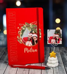 eJOYA Yeni Yıla Özel Defter Kalem Ve Fotoğraflı Çam Ağacı Notluk Hediye Seti 91099
