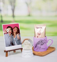 eJOYA Kişiye Özel Türk Kahvesi Fincanı & Melek Kar Küresi & Fotoğraflık Hediye Seti 111817