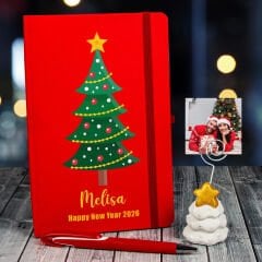 eJOYA Yeni Yıla Özel Defter Kalem Ve Fotoğraflı Çam Ağacı Notluk Hediye Seti 91103