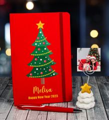 eJOYA Yeni Yıla Özel Defter Kalem Ve Fotoğraflı Çam Ağacı Notluk Hediye Seti 91103