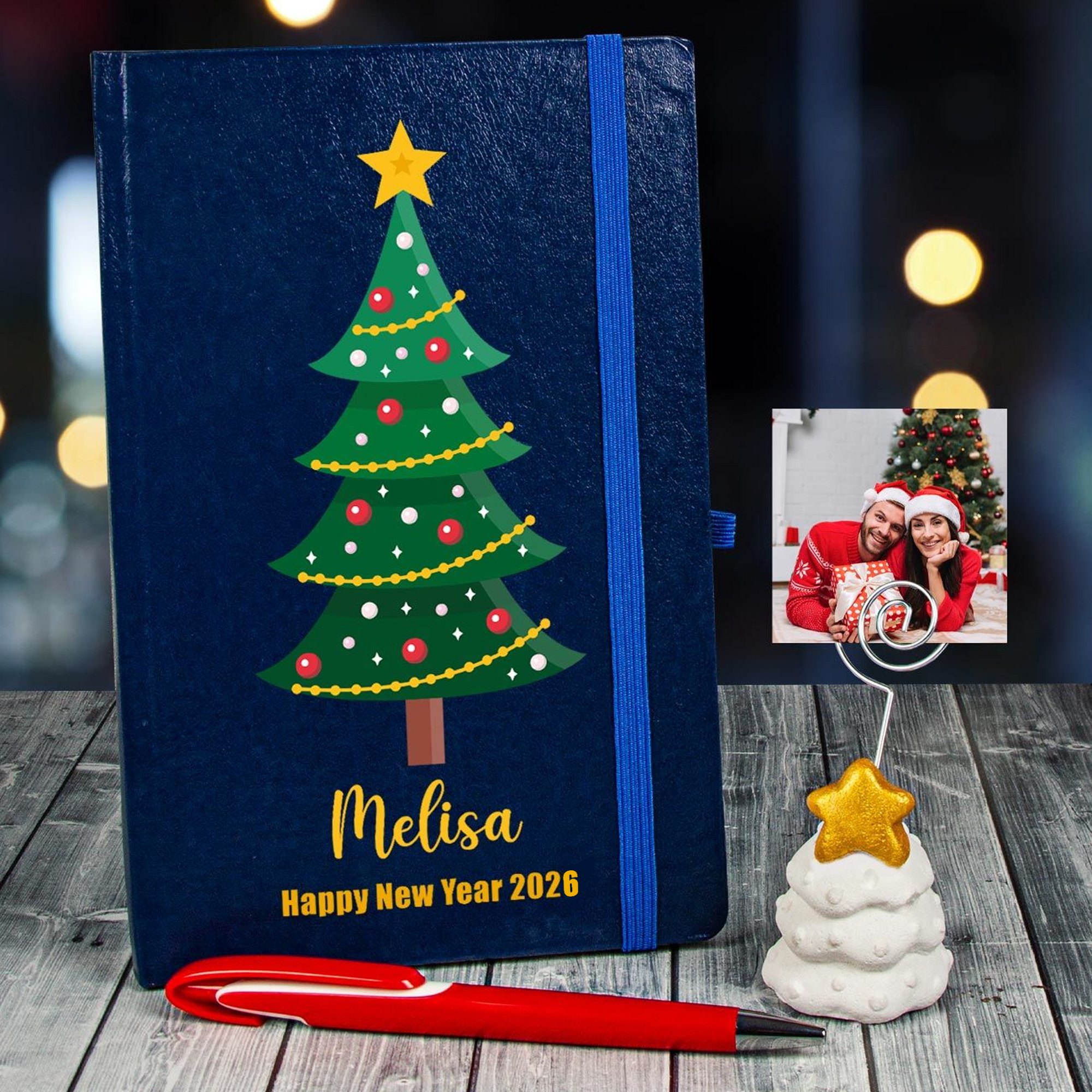 eJOYA Yeni Yıla Özel Defter Kalem Ve Fotoğraflı Çam Ağacı Notluk Hediye Seti 91104