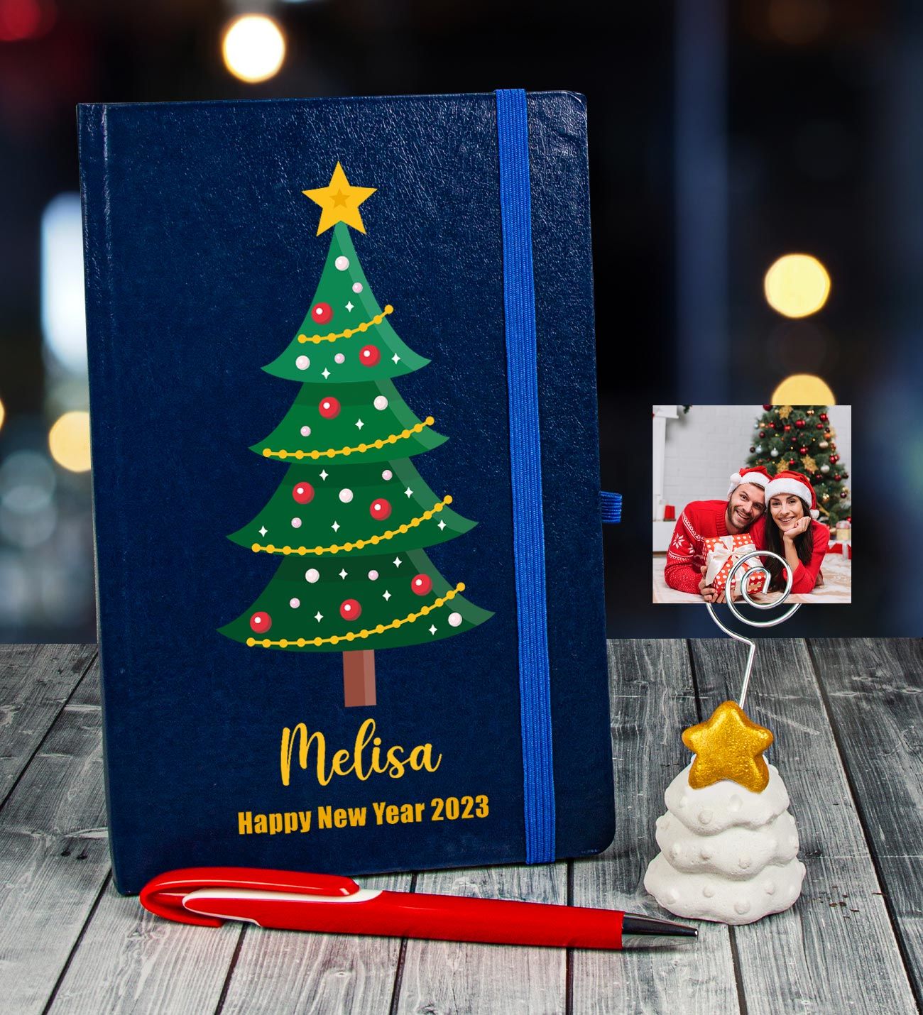 eJOYA Yeni Yıla Özel Defter Kalem Ve Fotoğraflı Çam Ağacı Notluk Hediye Seti 91104