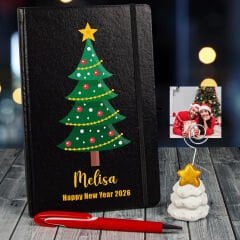 eJOYA Yeni Yıla Özel Defter Kalem Ve Fotoğraflı Çam Ağacı Notluk Hediye Seti 91105
