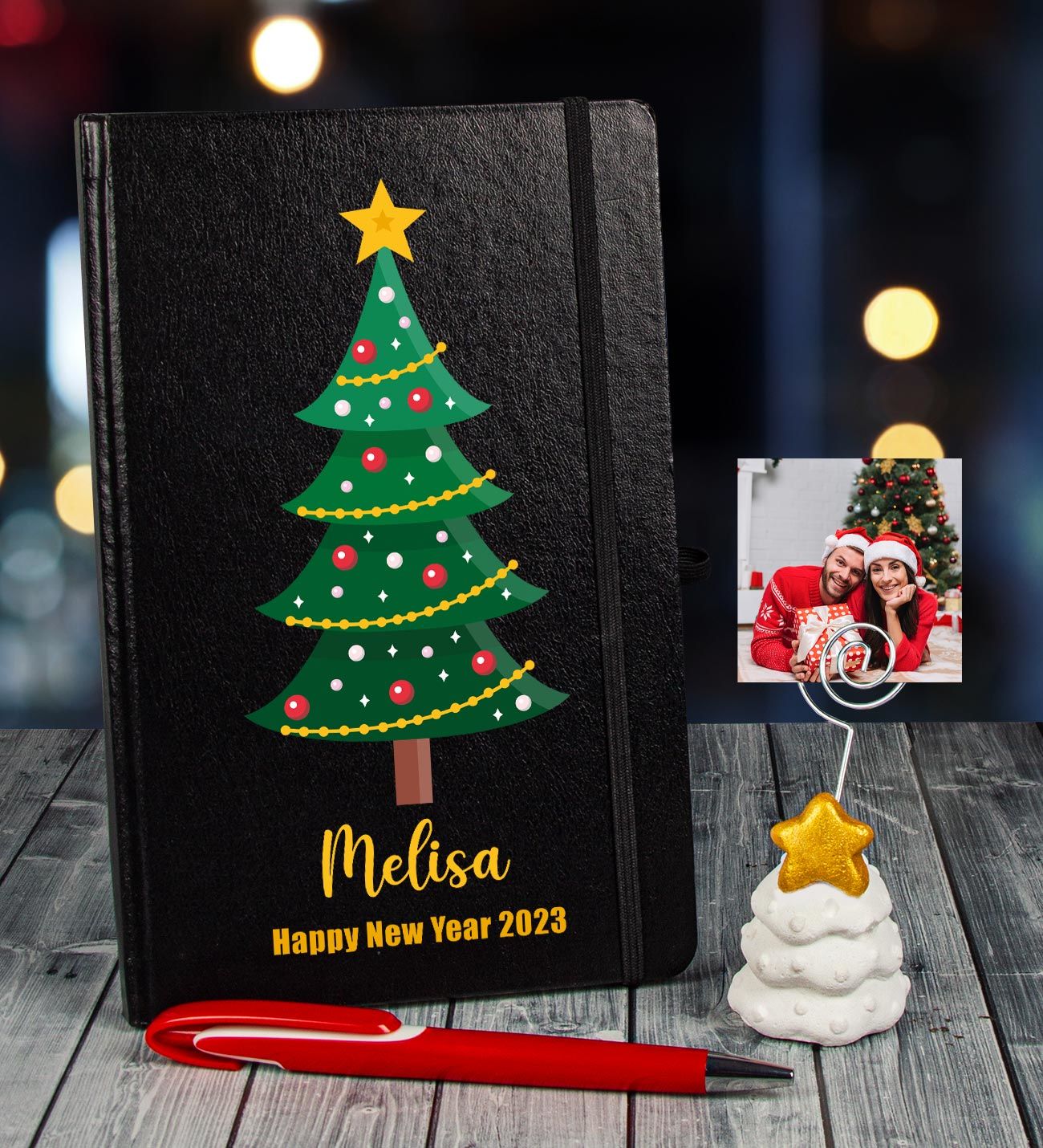 eJOYA Yeni Yıla Özel Defter Kalem Ve Fotoğraflı Çam Ağacı Notluk Hediye Seti 91105