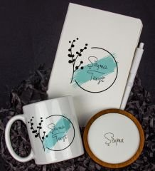 eJOYA Kişiye Özel Defter Kalem Kupa Ve Bardak Altlığı Hediye Seti 103711