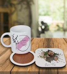eJOYA Kişiye Özel Tasarım Kupa Bardak Ve Fotoğraflı Ahşap Bardak Altlığı 99174