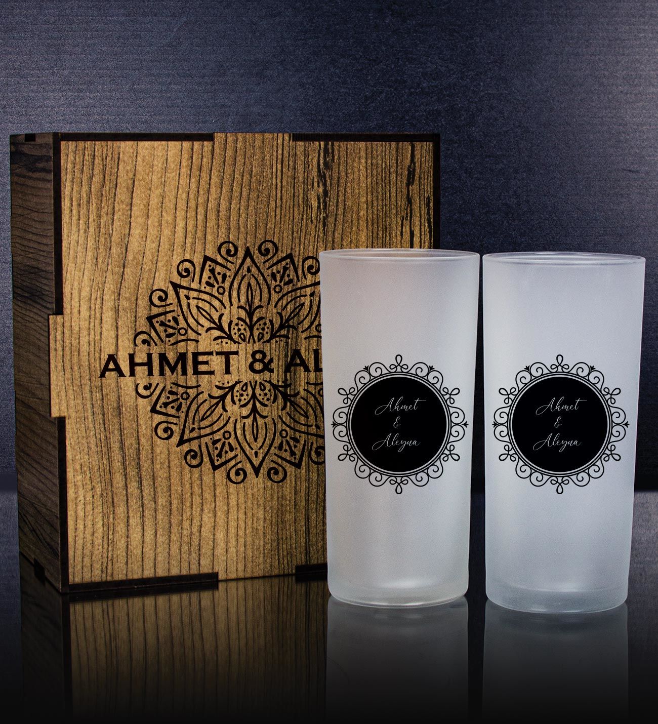 eJOYA Sevgililere Özel Kutusunda 2'li Rakı Bardağı Hediye Seti 111334