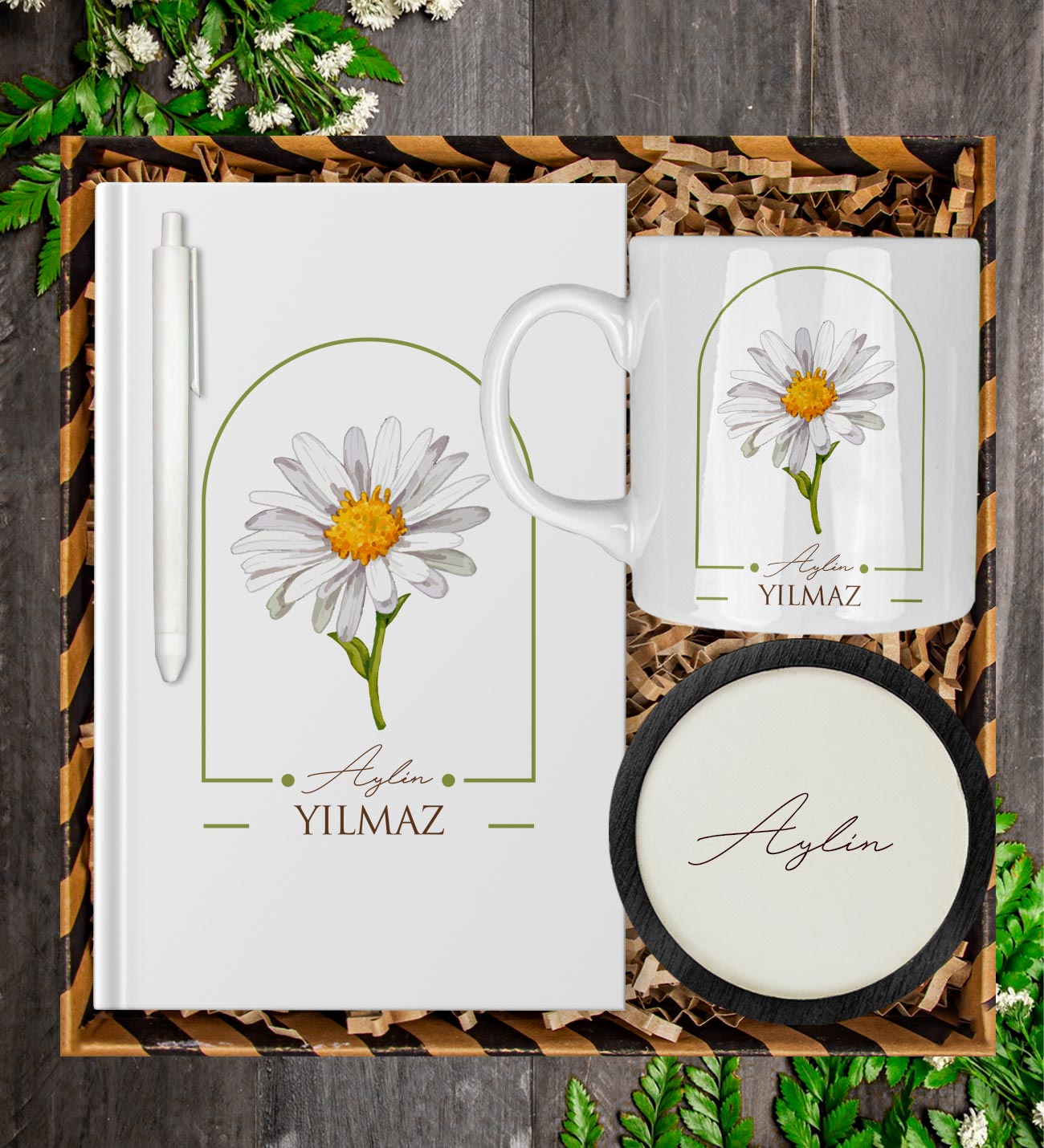 eJOYA Kişiye Özel Defter Kalem Kupa Ve Bardak Altlığı Hediye Seti 103732