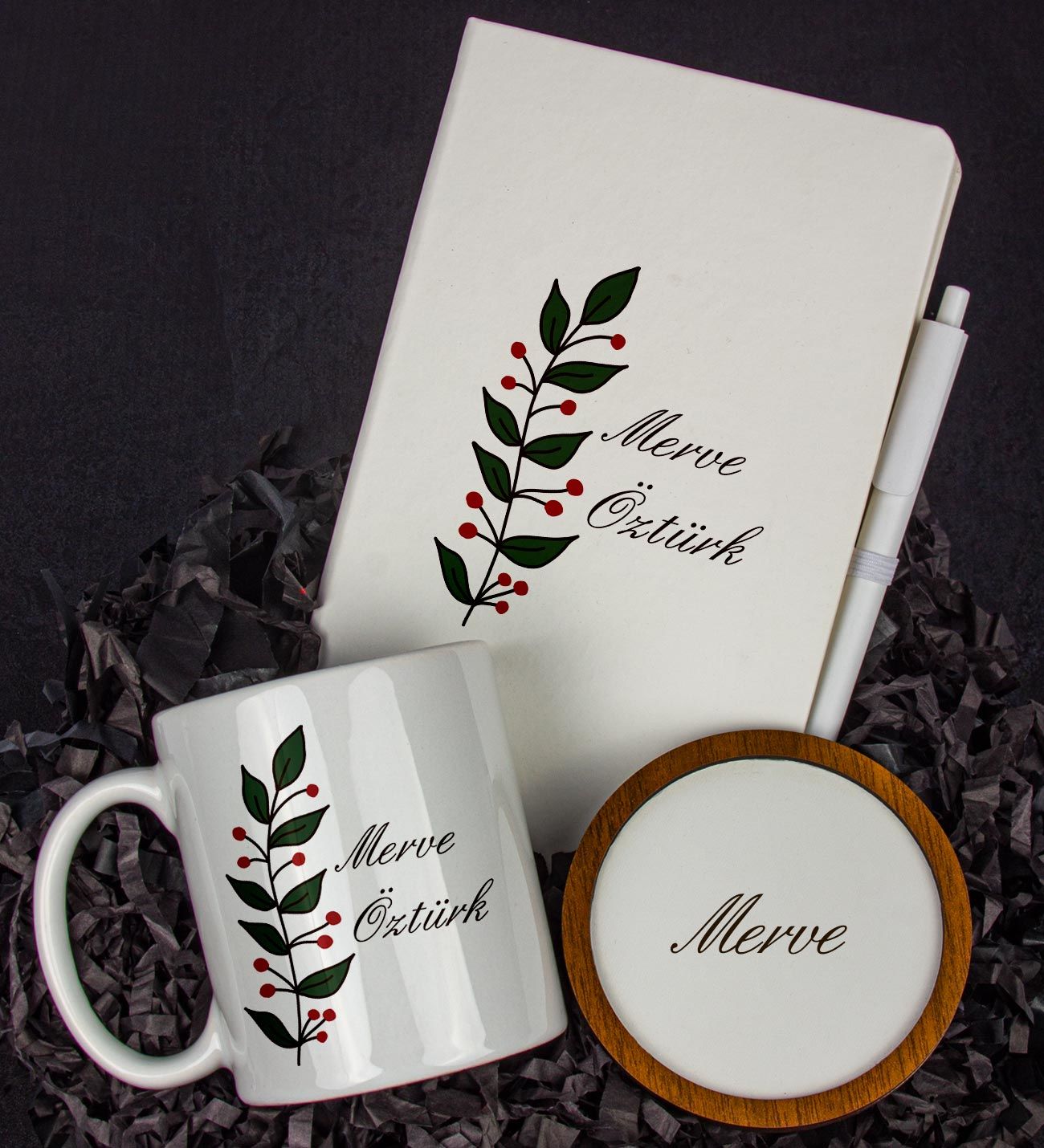eJOYA Kişiye Özel Defter Kalem Kupa Ve Bardak Altlığı Hediye Seti 103743