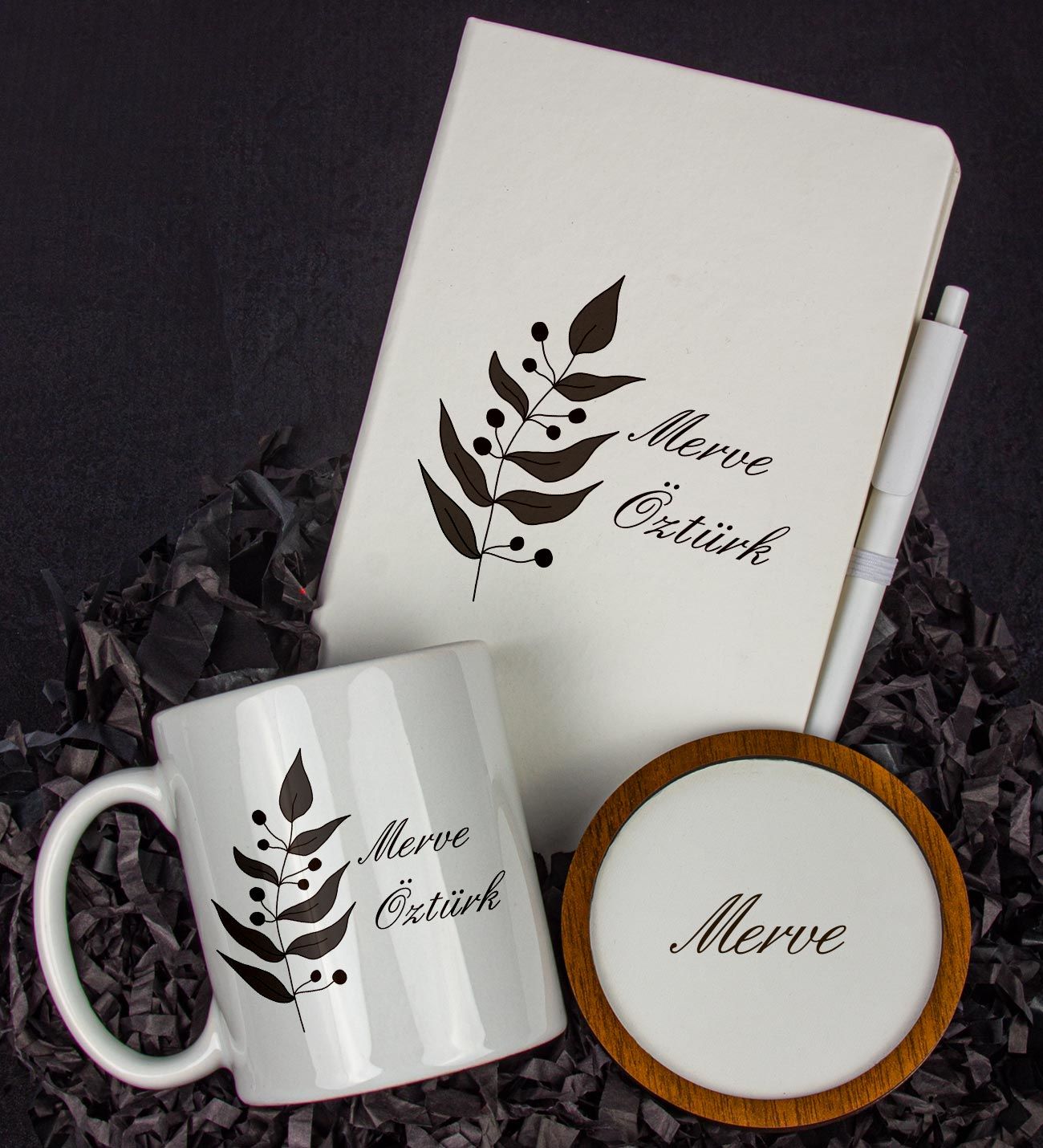 eJOYA Kişiye Özel Defter Kalem Kupa Ve Bardak Altlığı Hediye Seti 103744