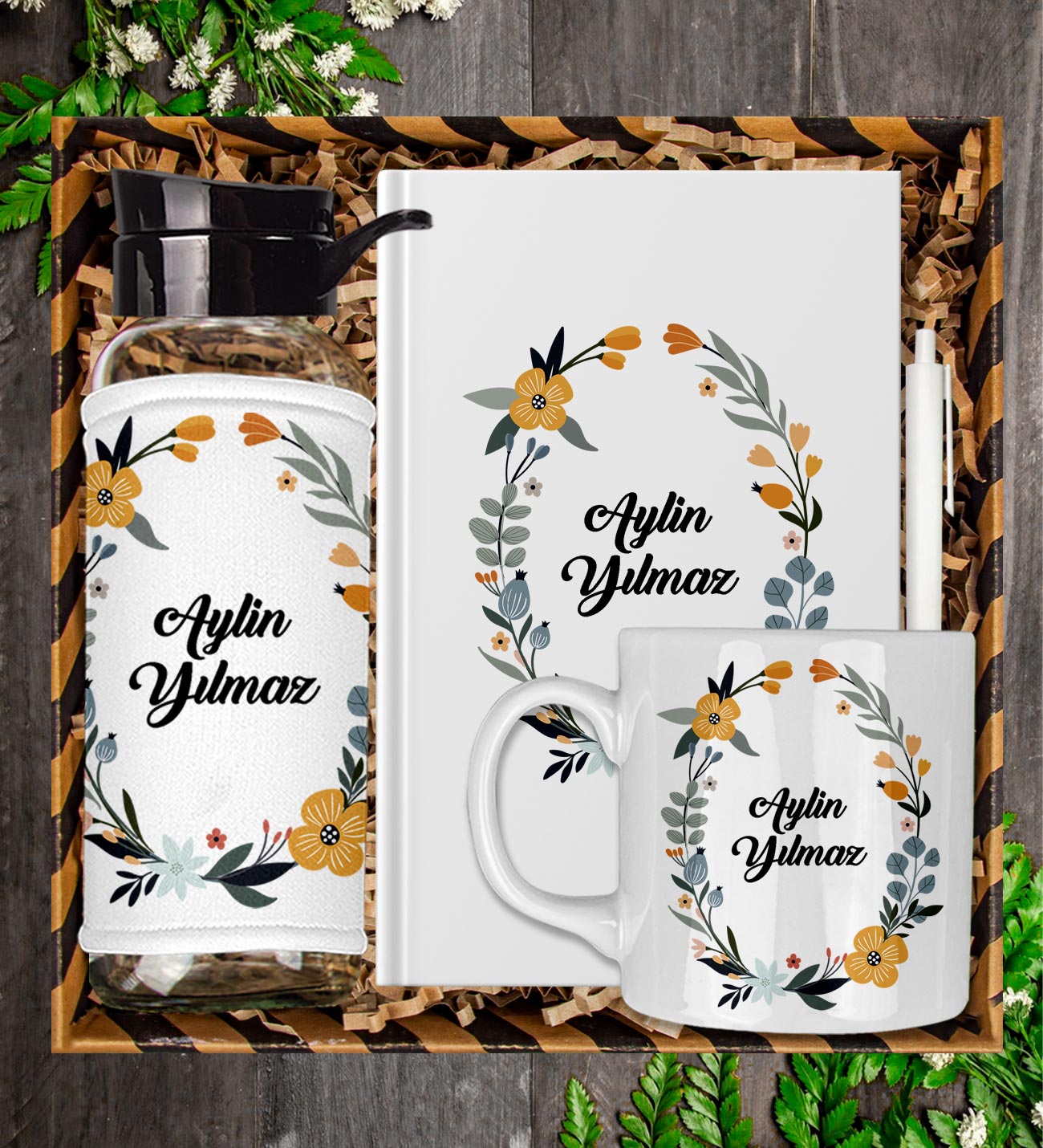 eJOYA Kişiye Özel Defter Kalem Matara Ve Kupa Hediye Seti 94214