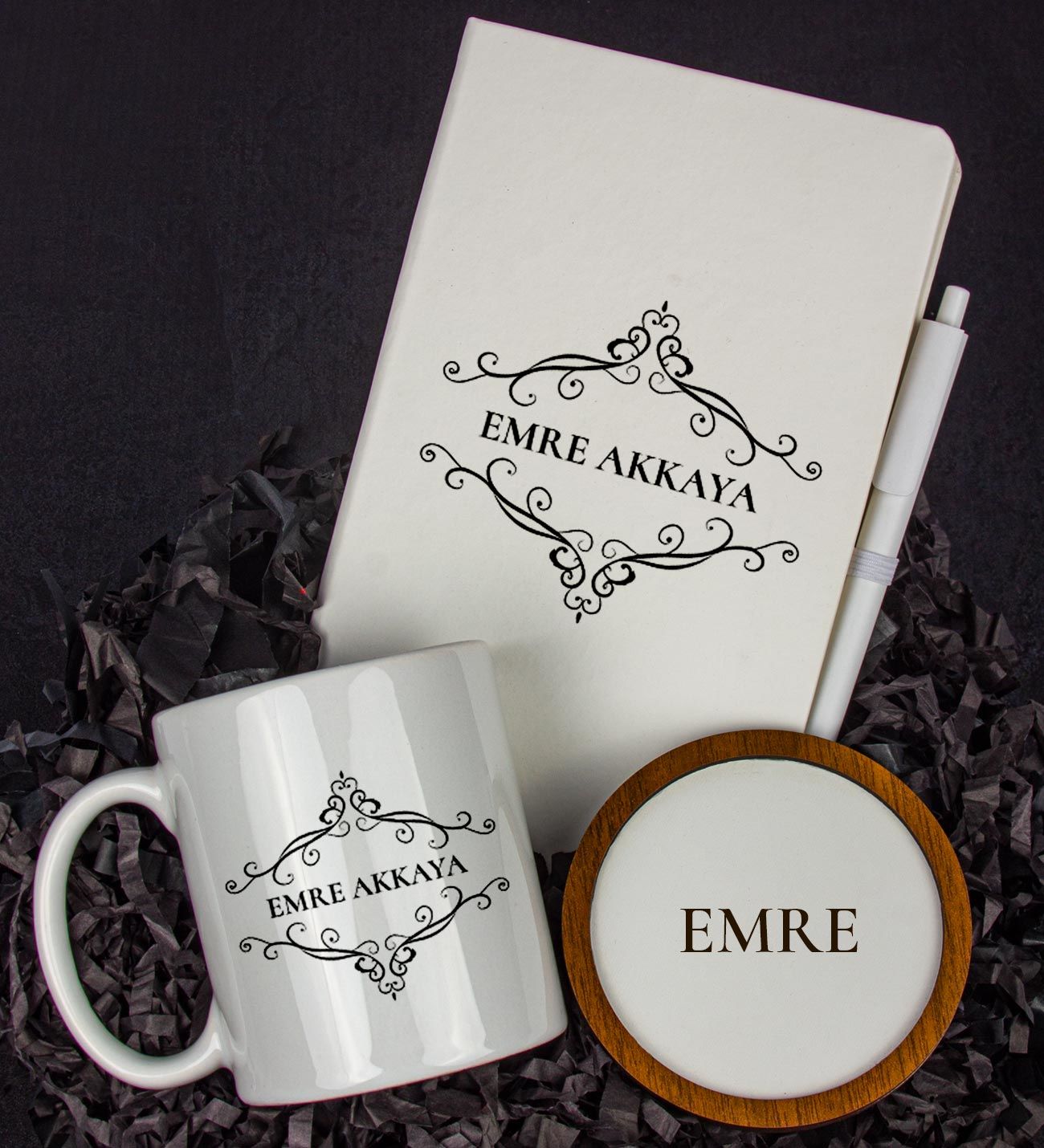 eJOYA Kişiye Özel Defter Kalem Kupa Ve Bardak Altlığı Hediye Seti 103752