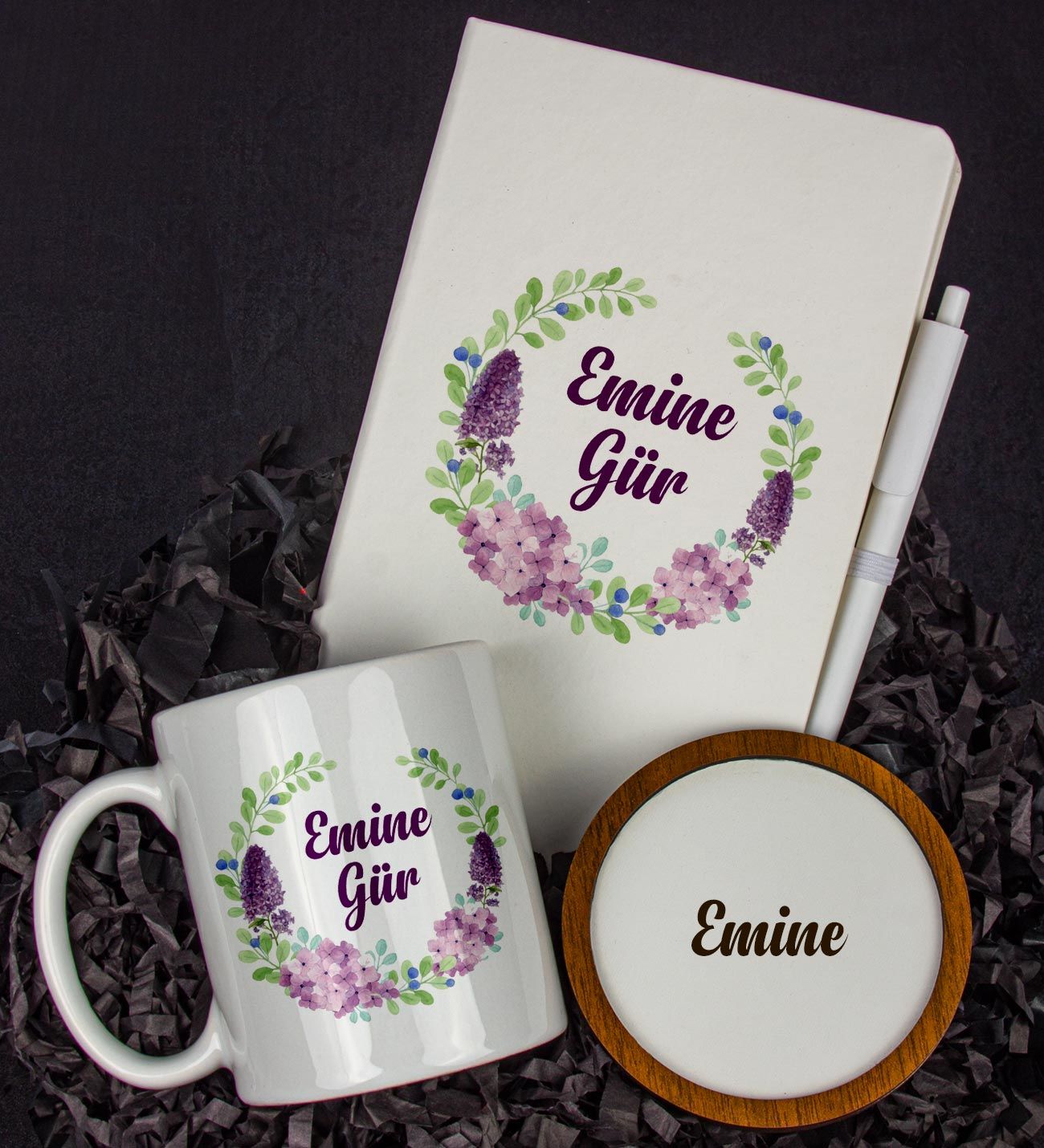 eJOYA Kişiye Özel Defter Kalem Kupa Ve Bardak Altlığı Hediye Seti 103761