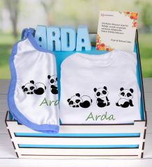 eJOYA Ahşap Sandıkta Kişiye Özel Zıbın Önlük Ve Taş İsimlik Bebek Hediye Seti 109452