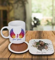 eJOYA Kişiye Özel Tasarım Kupa Bardak Ve Fotoğraflı Ahşap Bardak Altlığı 99237