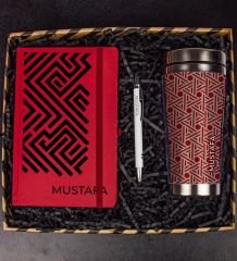 eJOYA Kişiye Özel Tasarım Defter Kalem & Kişiye Özel Çelik Termos Hediye Kutusu 111537