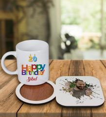 eJOYA Kişiye Özel Tasarım Kupa Bardak Ve Fotoğraflı Ahşap Bardak Altlığı 99251