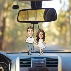 eJOYA Kişiye Özel Fotoğraflı Sen ve Ben Karikatür Araba Dikiz Ayna Süsü 114955