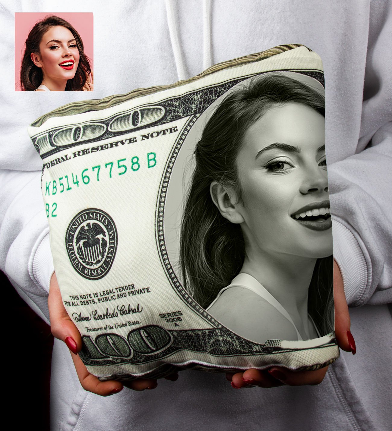 eJOYA Kişiye Özel Fotoğraflı 100 Dolar Deste Yastık 94736