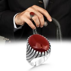 eJOYA Akik Taşlı Gümüş Erkek Yüzük 109323