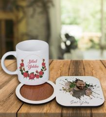 eJOYA Kişiye Özel Tasarım Kupa Bardak Ve Fotoğraflı Ahşap Bardak Altlığı 99278