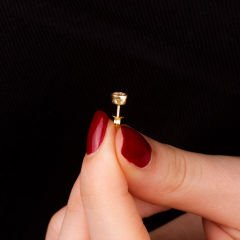 eJOYA 14 Ayar Altın Tektaş Küpe 5 mm 108340