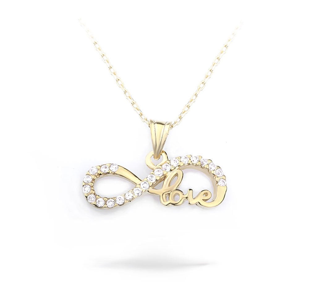 eJOYA Zircone Taşlı Love ve Sonsuzluk Altın Kolye 73975