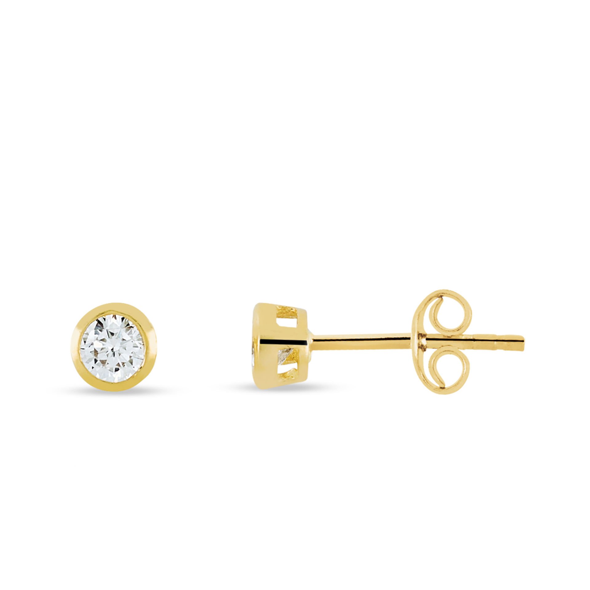 eJOYA 14 Ayar Altın Tektaş Küpe 3,5 mm 108342