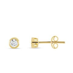 eJOYA 14 Ayar Altın Tektaş Küpe 3,5 mm 108342