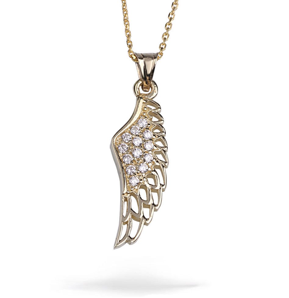 eJOYA Zircone Taşlı Melek Kanadı Altın Kolye 74134