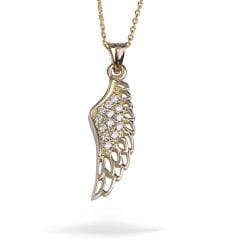 eJOYA Zircone Taşlı Melek Kanadı Altın Kolye 74134