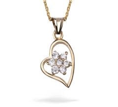 eJOYA Zircone Taşlı Kalbimdeki Çiçek Altın Kolye 74136
