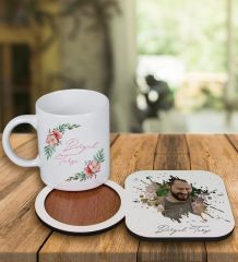 eJOYA Kişiye Özel Tasarım Kupa Bardak Ve Fotoğraflı Ahşap Bardak Altlığı 99301