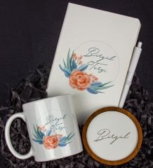 eJOYA Kişiye Özel Defter Kalem Kupa Ve Bardak Altlığı Hediye Seti 103869