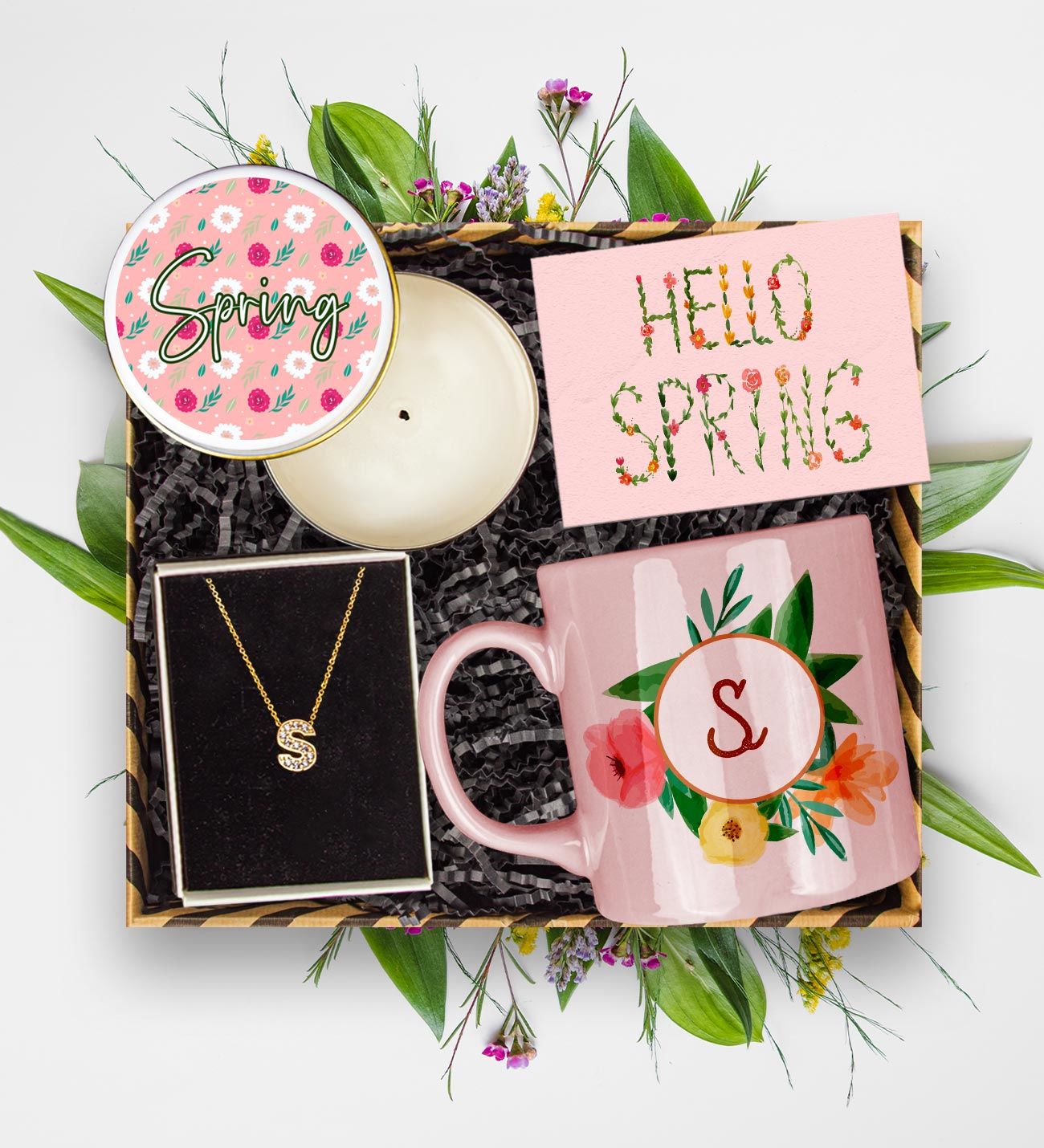 eJOYA Kişiye Özel 14 Ayar Altın Harf Kolye & Kupa & Mum & Mesaj Kartı Hediye Kutusu 113303