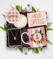 eJOYA Kişiye Özel 14 Ayar Altın Harf Kolye & Kupa & Mum & Mesaj Kartı Hediye Kutusu 113303