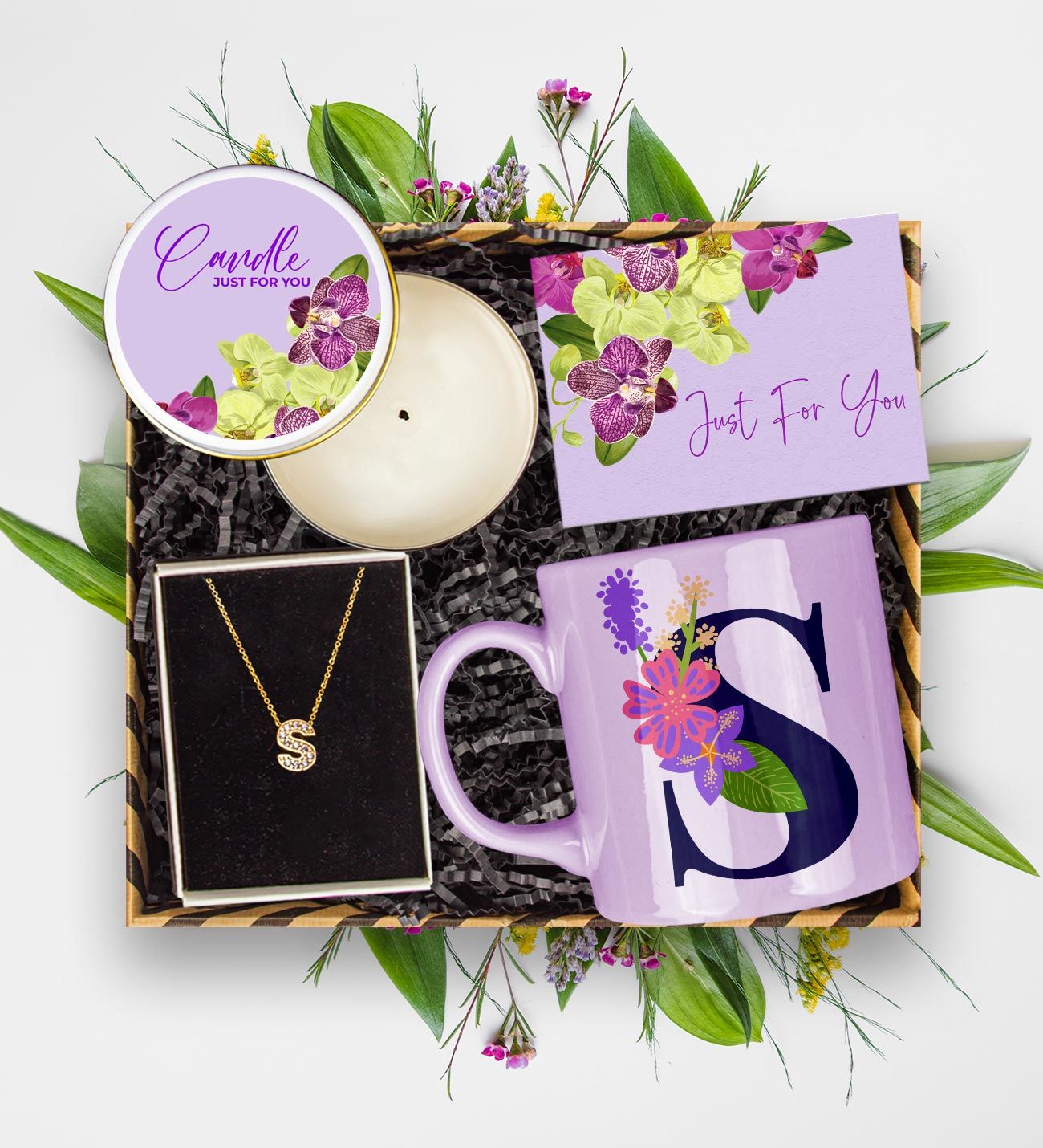 eJOYA Kişiye Özel 14 Ayar Altın Harf Kolye & Kupa & Mum & Mesaj Kartı Hediye Kutusu 113304