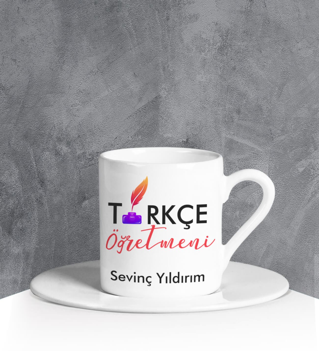 eJOYA Kişiye Özel Türkçe Öğretmeni Türk Kahvesi Fincanı 90676