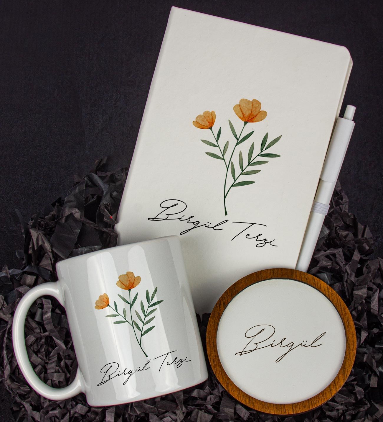 eJOYA Kişiye Özel Defter Kalem Kupa Ve Bardak Altlığı Hediye Seti 103892