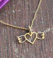 eJOYA Melek Kanadı ve Kalp Altın Kolye 76591